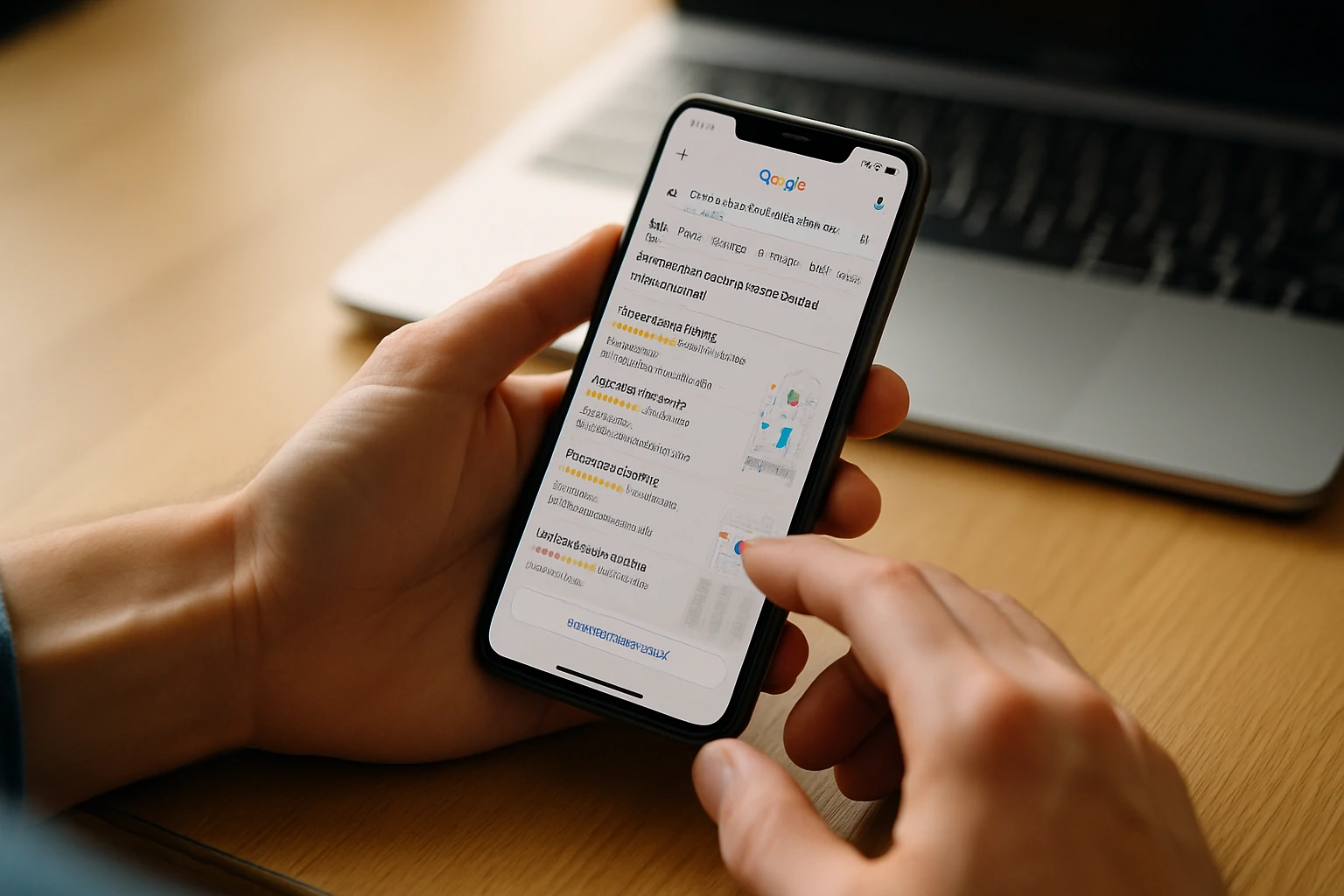 A person uses a smartphone to search for dental clinics that accept Buckeye Health Plan near their location.