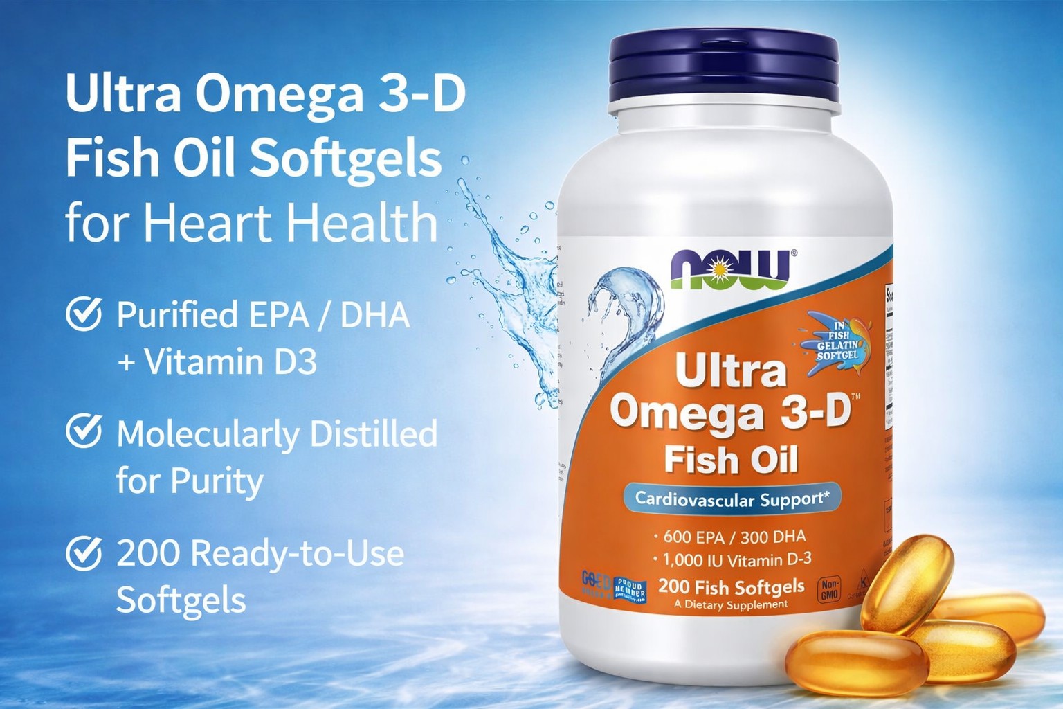 Ultra Omega 3-D Fish Oil Softgels for Heart Health - 200 Count - Image 2