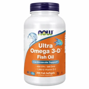 Ultra Omega 3-D Fish Oil Softgels for Heart Health – 200 Count