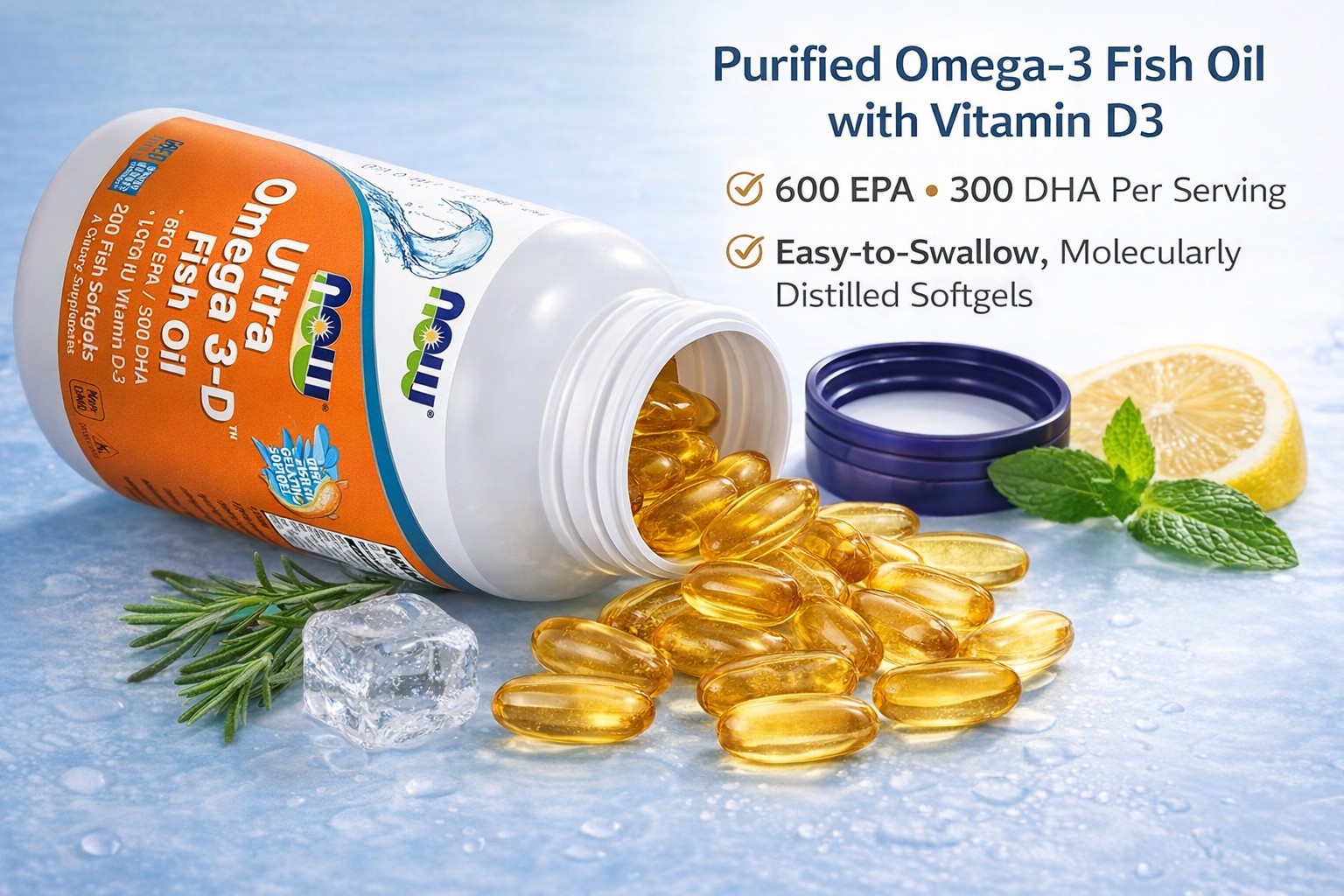 Ultra Omega 3-D Fish Oil Softgels for Heart Health - 200 Count - Image 3