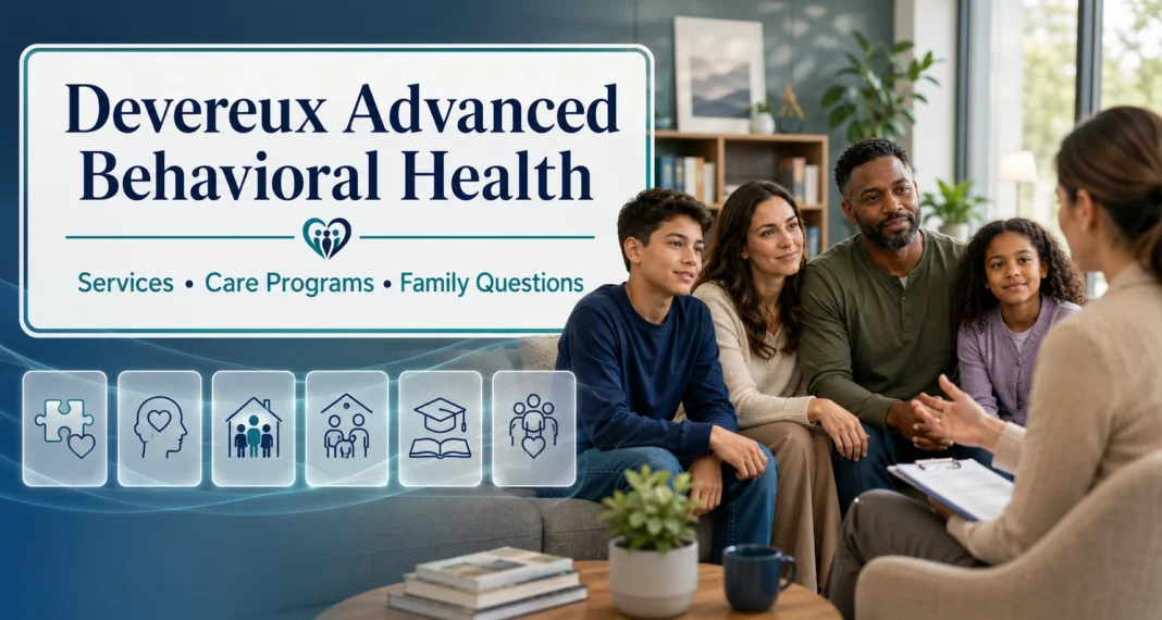 Family meeting with a behavioral health counselor for Devereux Advanced Behavioral Health services, care programs, and support questions.