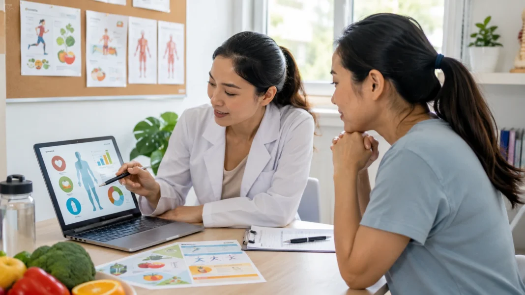 How Visual Content Can Make Health Information Easier to Understand and Remember Healthcare professional explaining visual health information to a patient using charts and infographics